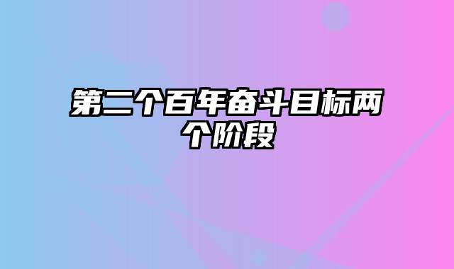 第二个百年奋斗目标两个阶段