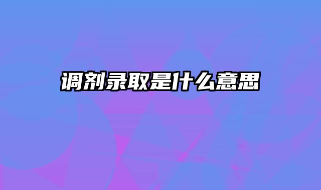 调剂录取是什么意思
