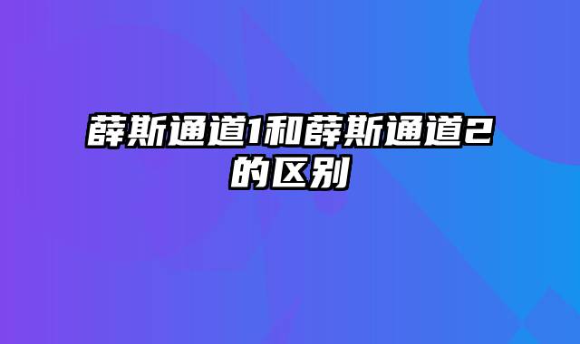 薛斯通道1和薛斯通道2的区别