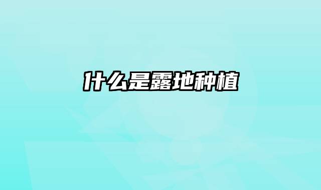 什么是露地种植