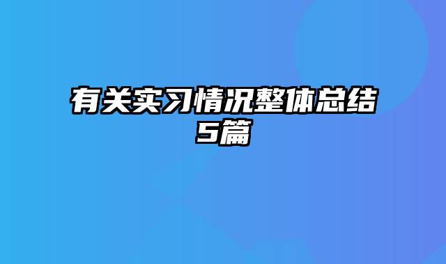 有关实习情况整体总结5篇