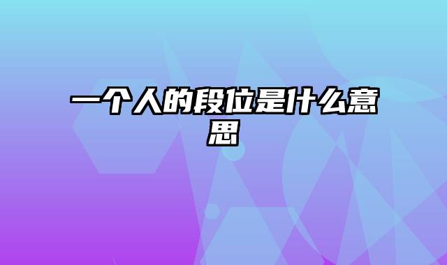 一个人的段位是什么意思
