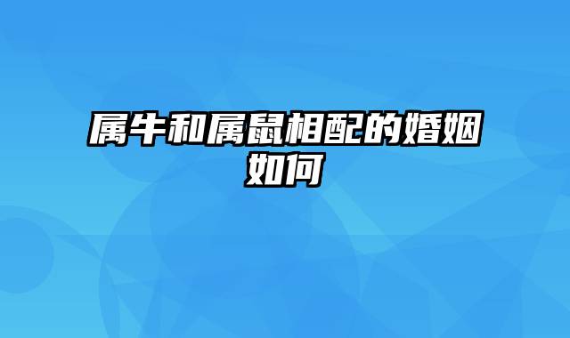 属牛和属鼠相配的婚姻如何