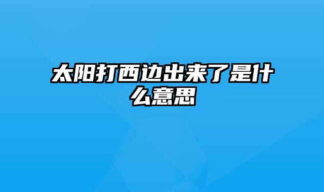 太阳打西边出来了是什么意思