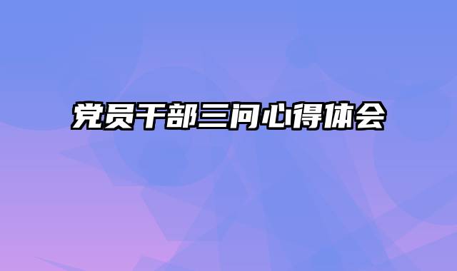 党员干部三问心得体会