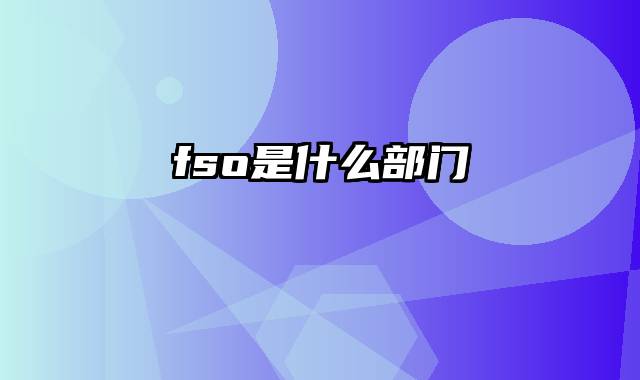 fso是什么部门