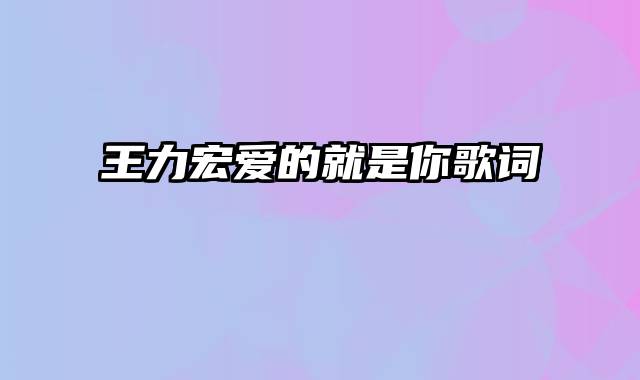 王力宏爱的就是你歌词