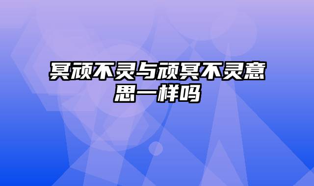 冥顽不灵与顽冥不灵意思一样吗
