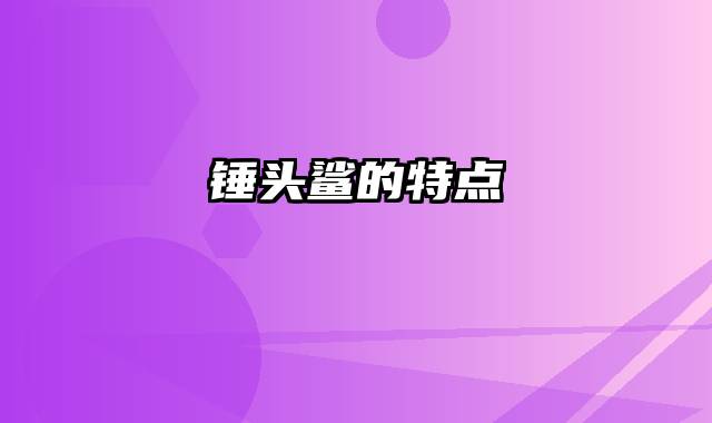 锤头鲨的特点