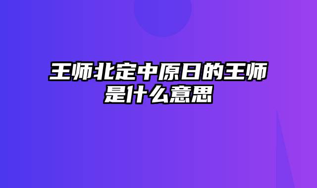 王师北定中原日的王师是什么意思