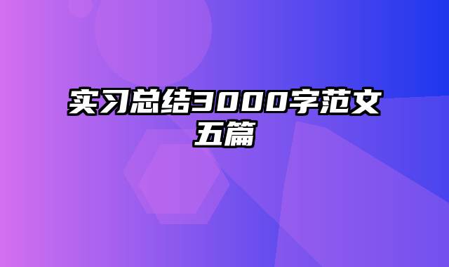 实习总结3000字范文五篇