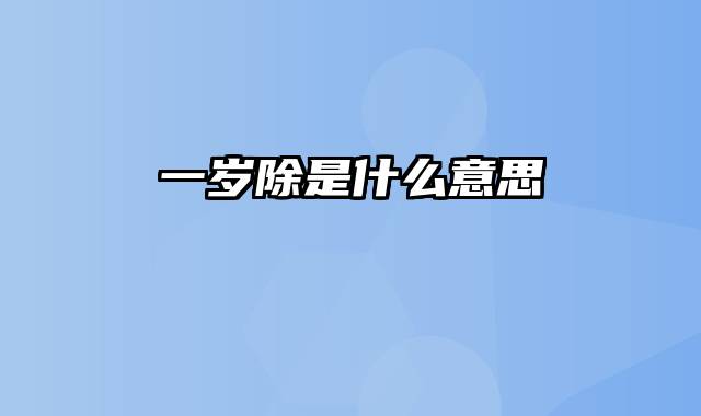 一岁除是什么意思