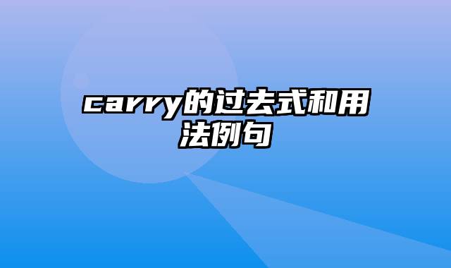 carry的过去式和用法例句