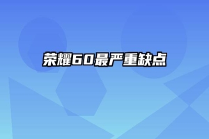 荣耀60最严重缺点
