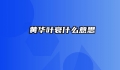焜黄华叶衰什么意思