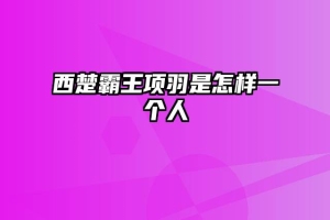 西楚霸王项羽是怎样一个人