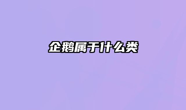 企鹅属于什么类