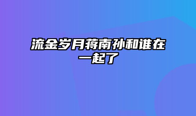 流金岁月蒋南孙和谁在一起了