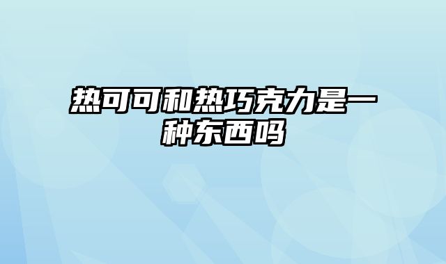 热可可和热巧克力是一种东西吗