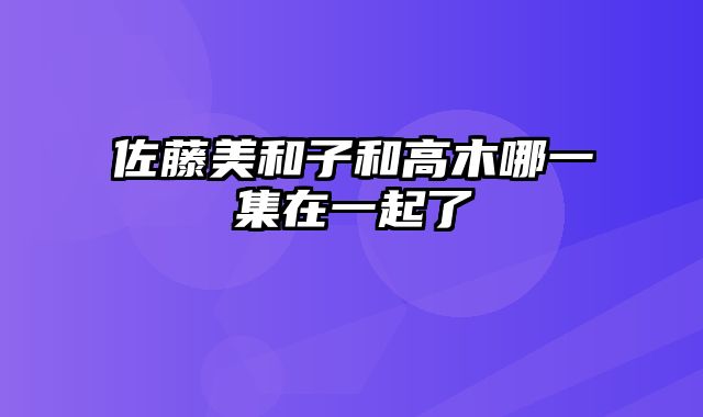 佐藤美和子和高木哪一集在一起了