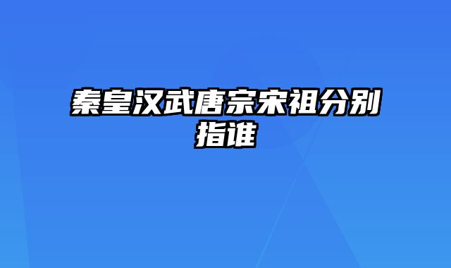 秦皇汉武唐宗宋祖分别指谁