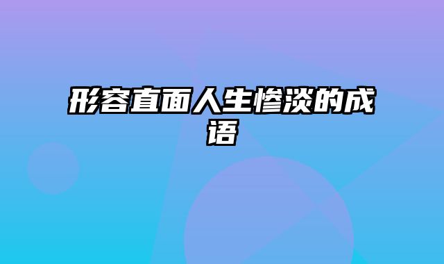 形容直面人生惨淡的成语