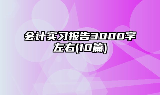 会计实习报告3000字左右(10篇)