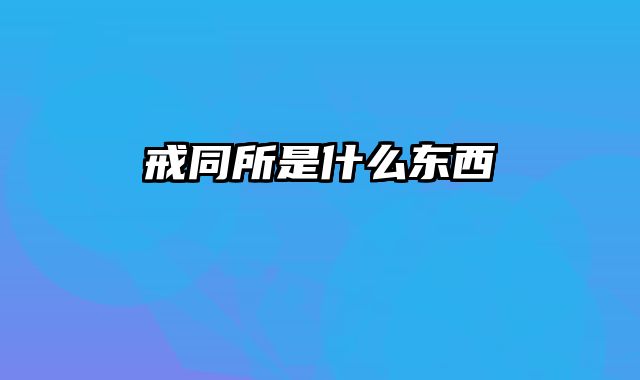 戒同所是什么东西