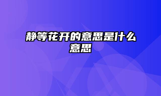 静等花开的意思是什么意思