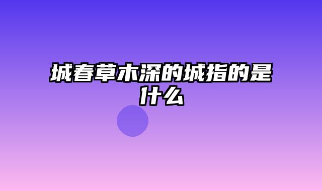 城春草木深的城指的是什么