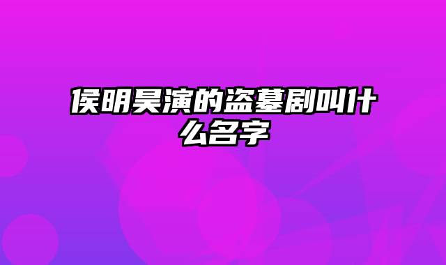 侯明昊演的盗墓剧叫什么名字