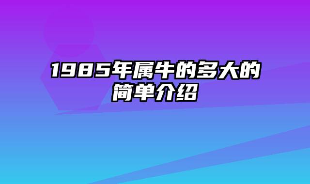 1985年属牛的多大的简单介绍