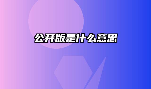 公开版是什么意思