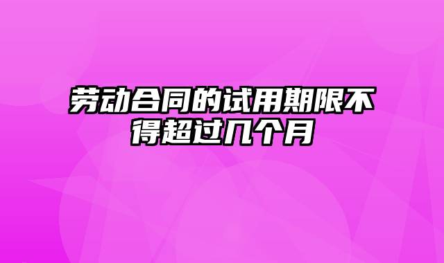 劳动合同的试用期限不得超过几个月