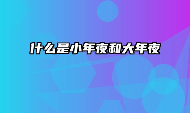 什么是小年夜和大年夜