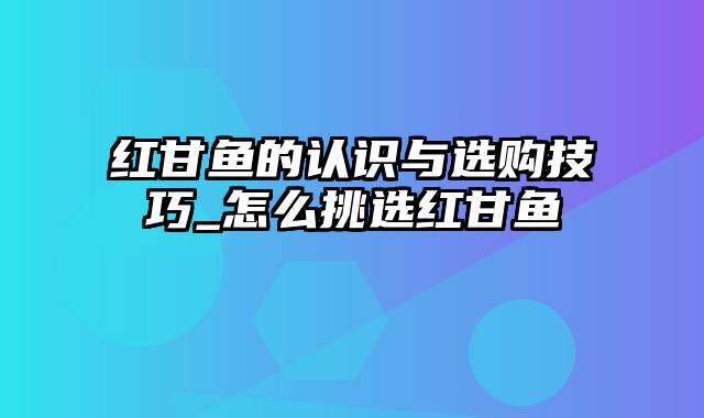 红甘鱼的认识与选购技巧_怎么挑选红甘鱼