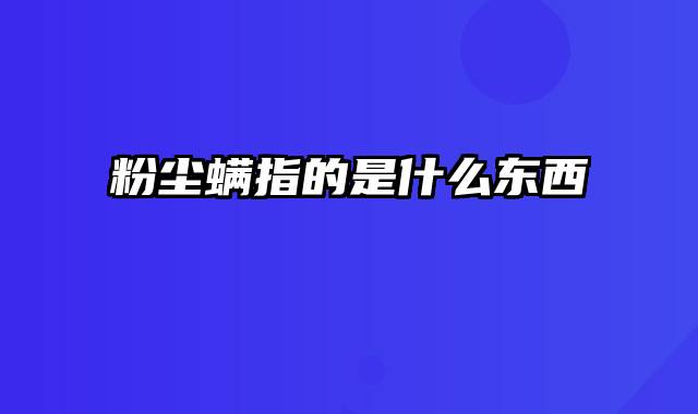 粉尘螨指的是什么东西