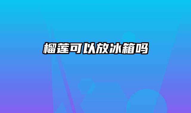 榴莲可以放冰箱吗