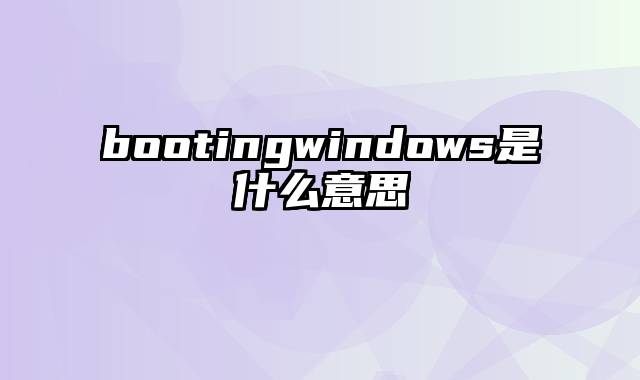 bootingwindows是什么意思