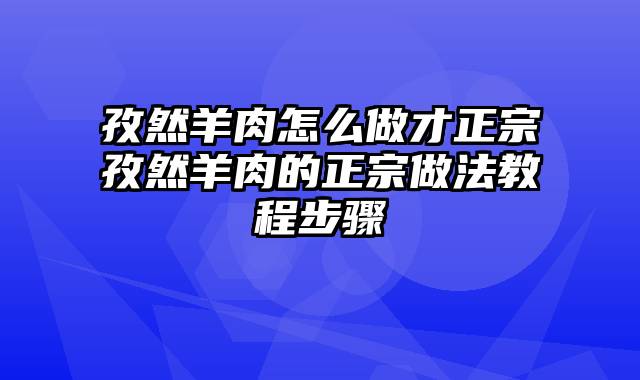 孜然羊肉怎么做才正宗孜然羊肉的正宗做法教程步骤