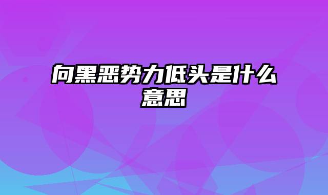 向黑恶势力低头是什么意思