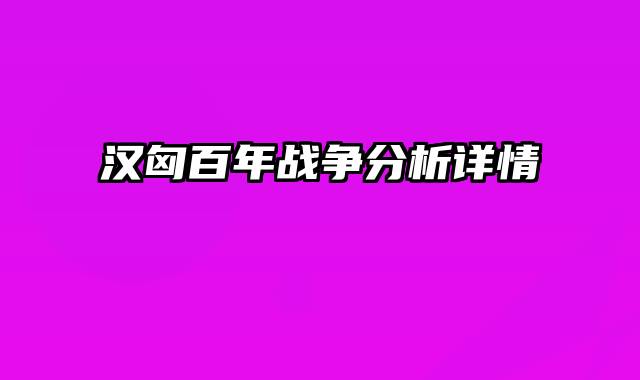 汉匈百年战争分析详情