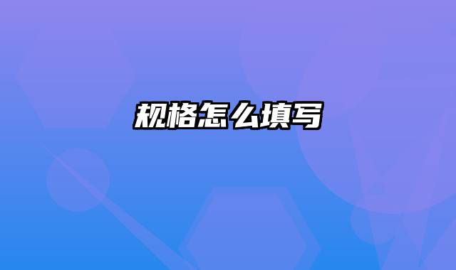 规格怎么填写