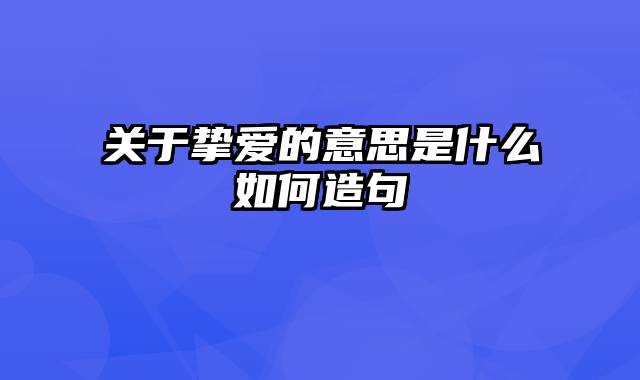 关于挚爱的意思是什么如何造句