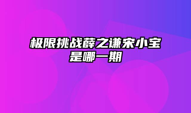 极限挑战薛之谦宋小宝是哪一期