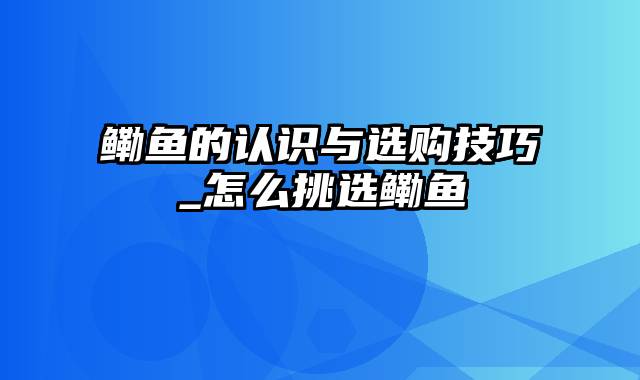 鳓鱼的认识与选购技巧_怎么挑选鳓鱼