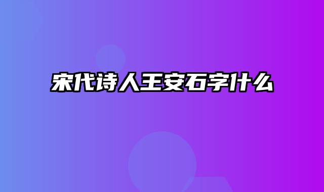 宋代诗人王安石字什么