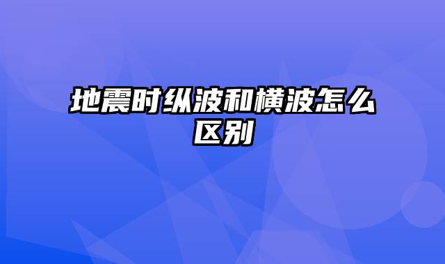 地震时纵波和横波怎么区别