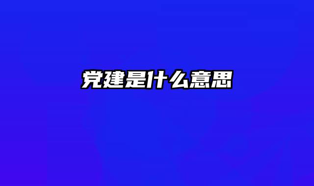 党建是什么意思