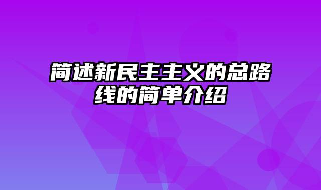 简述新民主主义的总路线的简单介绍